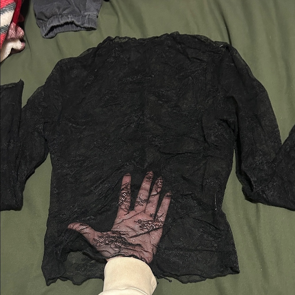 Black Lace Long Sleeve Top